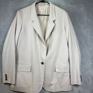 Womens Cream Blazer Size Large Comfy Buttons Classic Preppy